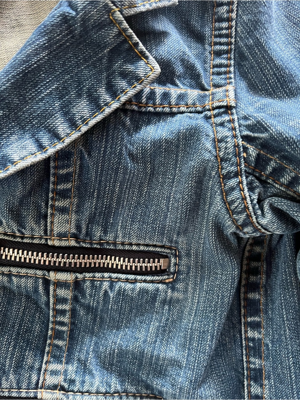 Levi's Red Label Distressed Blue Denim Multi Zipper Moto Jacket - Picture 8 of 10